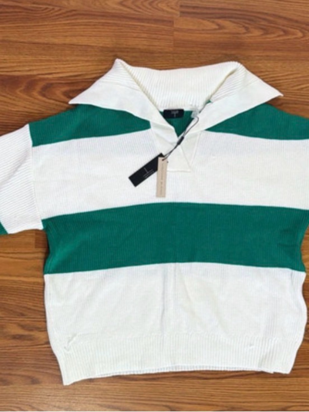 Woman’s Green & White Striped Collar Sweater